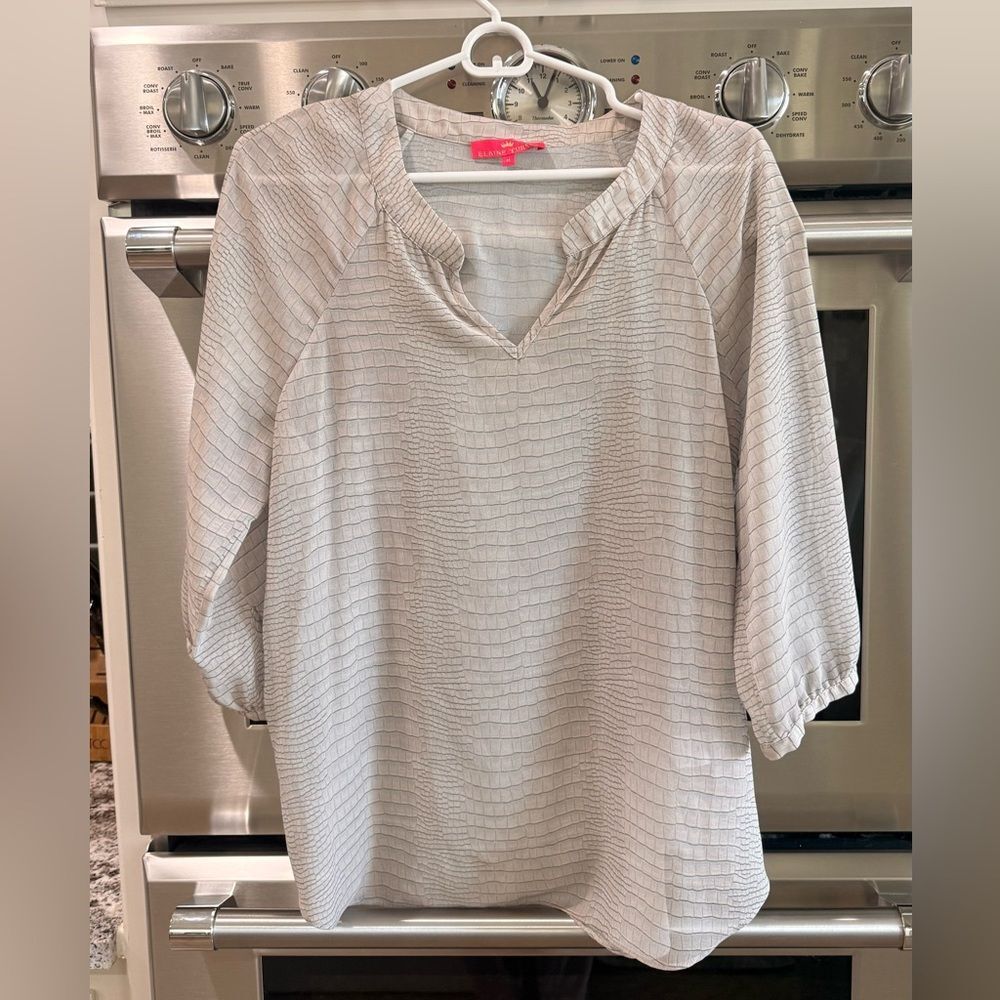 Elaine Turner Gray Snakeprint Top
